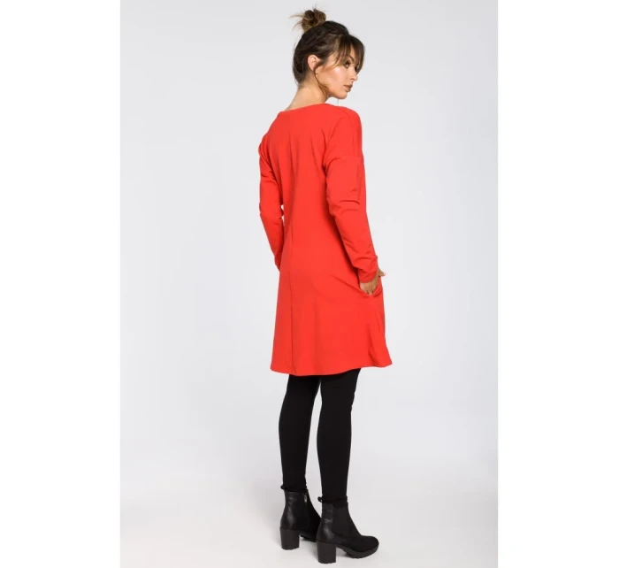 B042 Tunika s předním rozparkem - červená