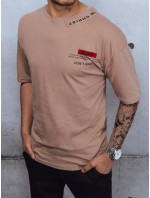 Pánské tričko s potiskem a nášivkami na cappuccino Dstreet RX4609z
