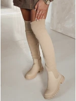 Dámské béžové kozačky ELEFIVE FashionStreet ZY0579 Dámské béžové kozačky ELEFIVE FashionStreet ZY0579