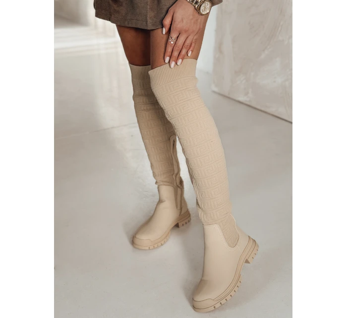 Dámské béžové kozačky ELEFIVE FashionStreet ZY0579 Dámské béžové kozačky ELEFIVE FashionStreet ZY0579