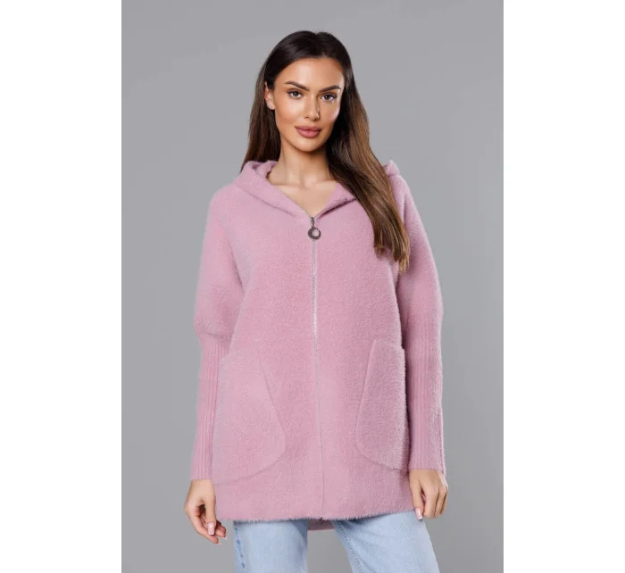Růžový přehoz přes oblečení ála alpaka s kapucí (B6007-81)