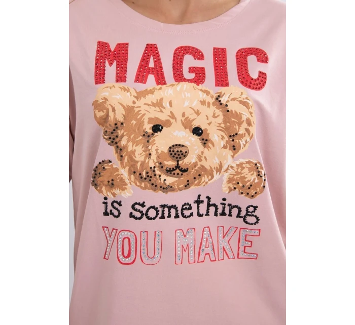 Halenka s potiskem Magic dark powder pink