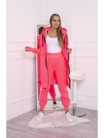 Zateplená sada s dlouhou mikinou růžová neonová