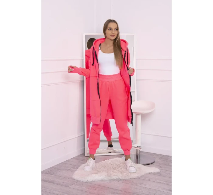 Zateplená sada s dlouhou mikinou růžová neonová