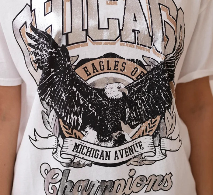 Halenka z rubané bavlny Chicago Eagles bílá+stříbrná