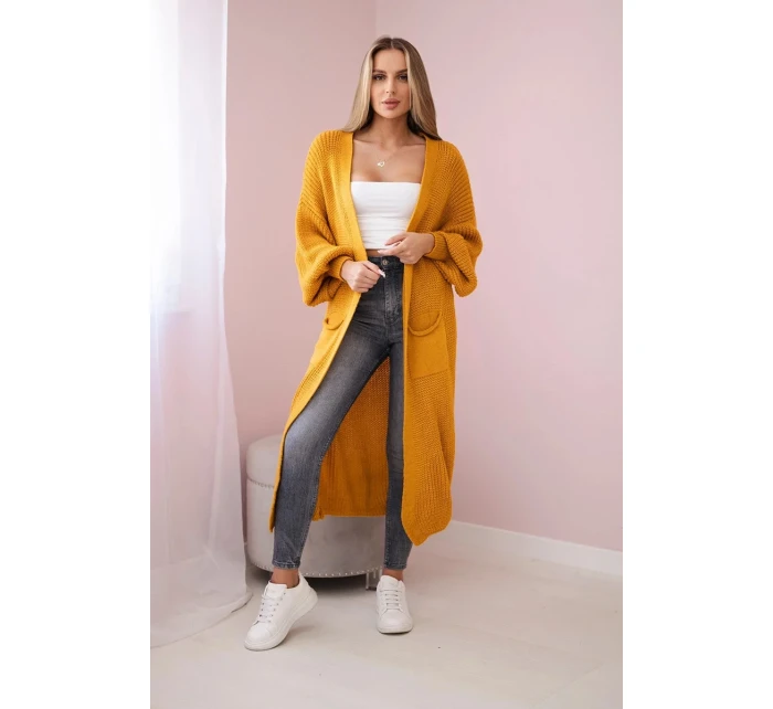 Svetr dlouhý kardigan hořčice
