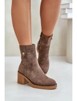 Zateplené dámské boty na podpatku hnědé Vailia Zateplené dámské boty na podpatku hnědé Vailia