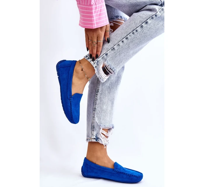 Dámské Semišové Mokasíny Modre Morreno