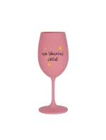 NA VÁNOČNÍ ÚKLID - růžová sklenice na víno 350 ml