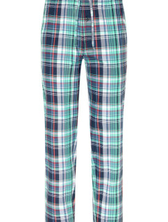 Pánské pyžamové kalhoty 500772H B90 čtyrkysovomodré káro - Jockey