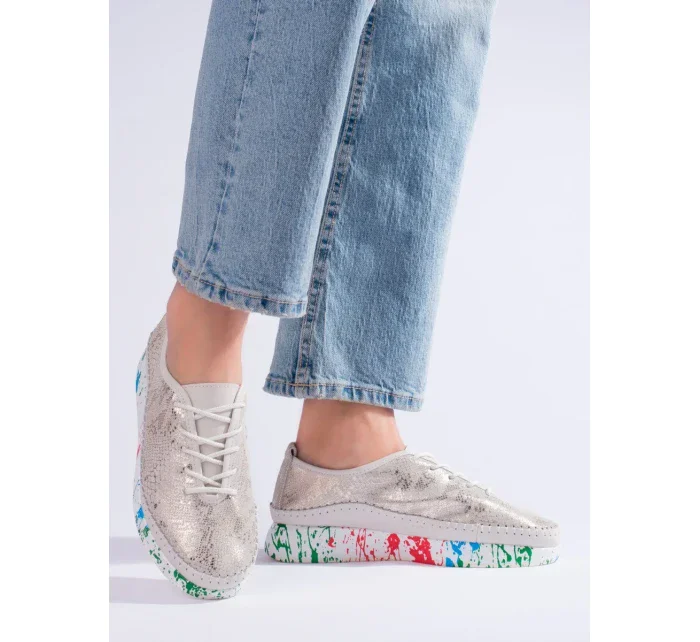 Krásné zlaté polobotky dámské bez podpatku Krásné zlaté polobotky dámské bez podpatku