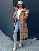Dámský prošívaný kabát CLOUTIQUE tmavě béžový FashionStreet TY4371
