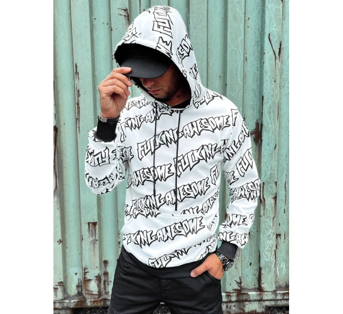 Pánská mikina s kapucí bílá FashionStreet BX5753