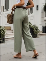 Dámské kalhoty z lyocellu se širokými nohavicemi, zelené, FashionStreet UY3066