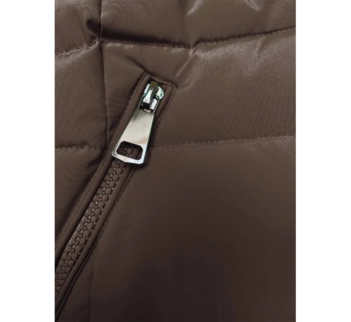 Hnědá péřová dámská zimní bunda model 21246013 - LHD Hnědá péřová dámská zimní bunda model 21246013 - LHD