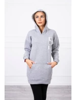 Mikina s kapucí a nášivkami šedá