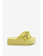 Dámské Piankové Žabky S Ozdobami Na Hrubé Podrážce Limetkové Bremavia Dámské Piankové Žabky S Ozdobami Na Hrubé Podrážce Limetkové Bremavia