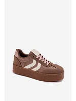 Dámské tenisky na platformě s pásky Khaki model 22324177 - Boto Dámské tenisky na platformě s pásky Khaki model 22324177 - Boto