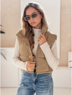 Dámská prošívaná tmavě béžová vesta FashionStreet TY5196