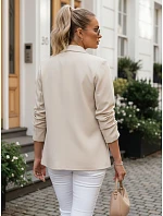 Dámské klasické sako s volánkovými rukávy béžové FashionStreet PY0140 Dámské klasické sako s volánkovými rukávy béžové FashionStreet PY0140