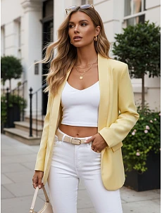 Dámské elegantní sako rozepínací žluté FashionStreet PY0142