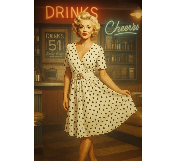 Smyslné černé šaty s obálkovým výstřihem a ozdobným páskem bílé model 21293246 - numoco basic