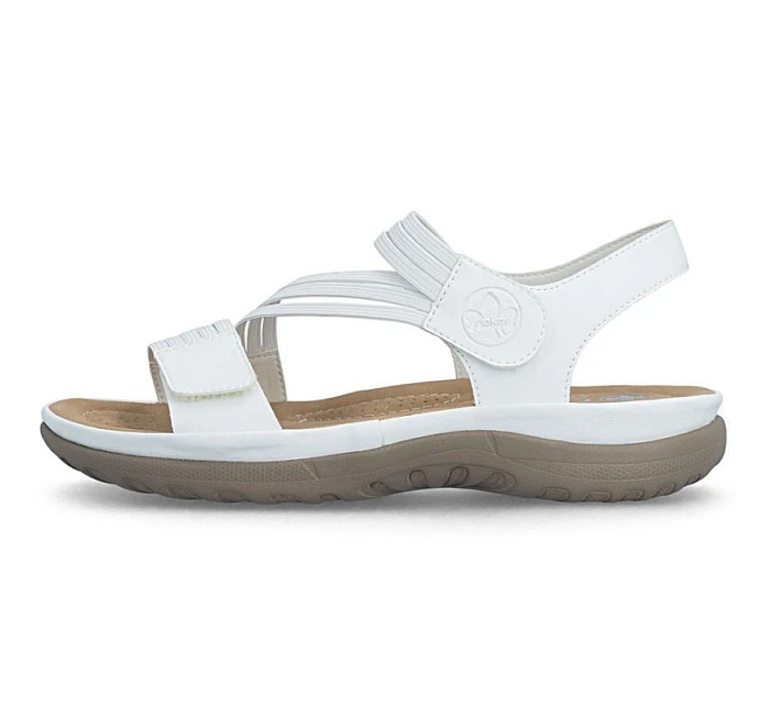 Pohodlné dámské sandály na suchý zip s gumičkami bílé Rieker 64870-81