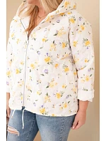 Dámská jarní bunda Plus Size s drobným květinovým vzorem žlutá