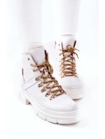 Kožené zateplené boty Bílé béžove model 21572413 - Boto