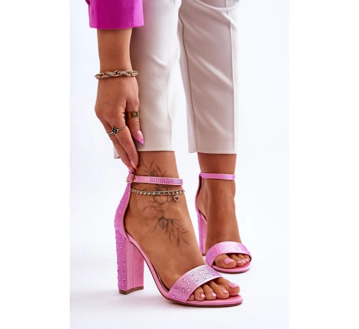 Dámské sandály na vysokém podpatku se zirkony Růžové Idealistic Dámské sandály na vysokém podpatku se zirkony Růžové Idealistic