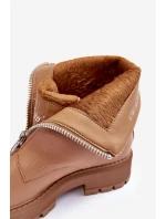 Kůže Baleríny Na Ploché Podpatku Se Zipem Camel model 21633772 - Boto