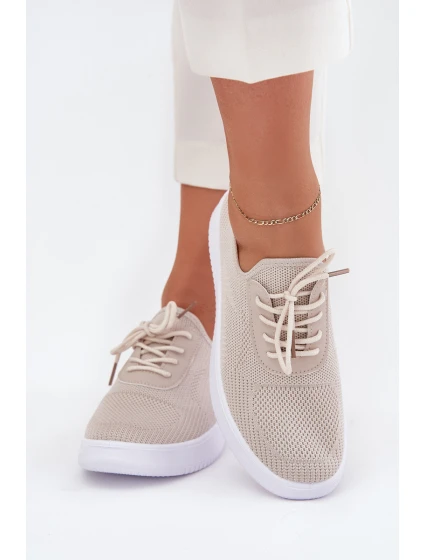 Materiálové Sportovní Boty Na Platformě Dámské Béžové Kalyra