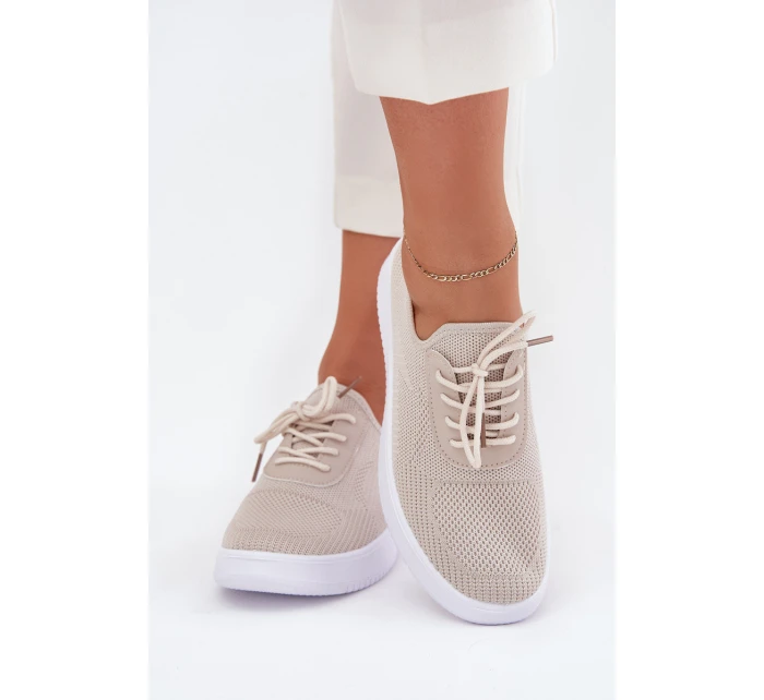 Materiálové Sportovní Boty Na Platformě Dámské Béžové Kalyra