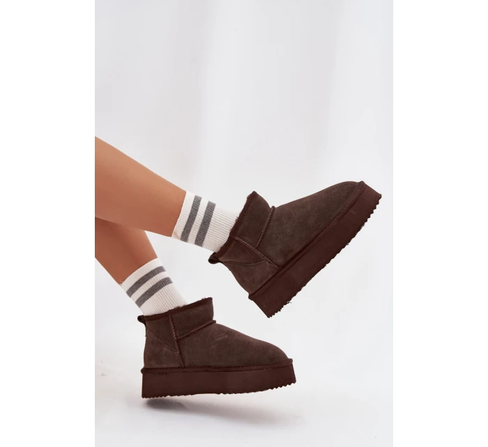 Semišové zimní boty pro ženy Vinceza 97962 čokoládové