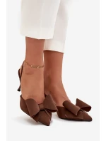 Lodičky s odkrytými patami a mašlí Hnědé Eklevia