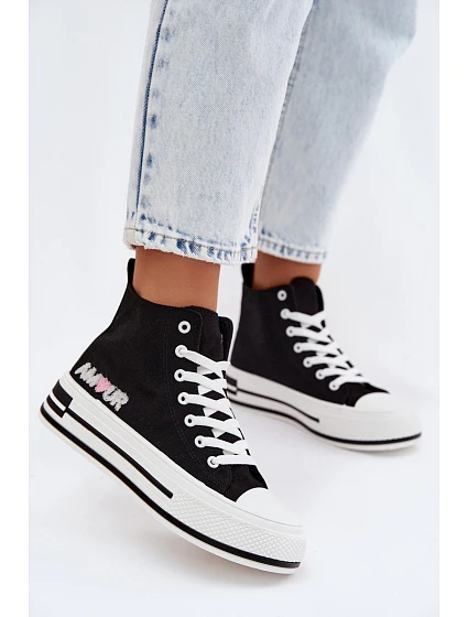 Dámské vysoké tenisky na platformě Černé model 22107450 - Boto Dámské vysoké tenisky na platformě Černé model 22107450 - Boto