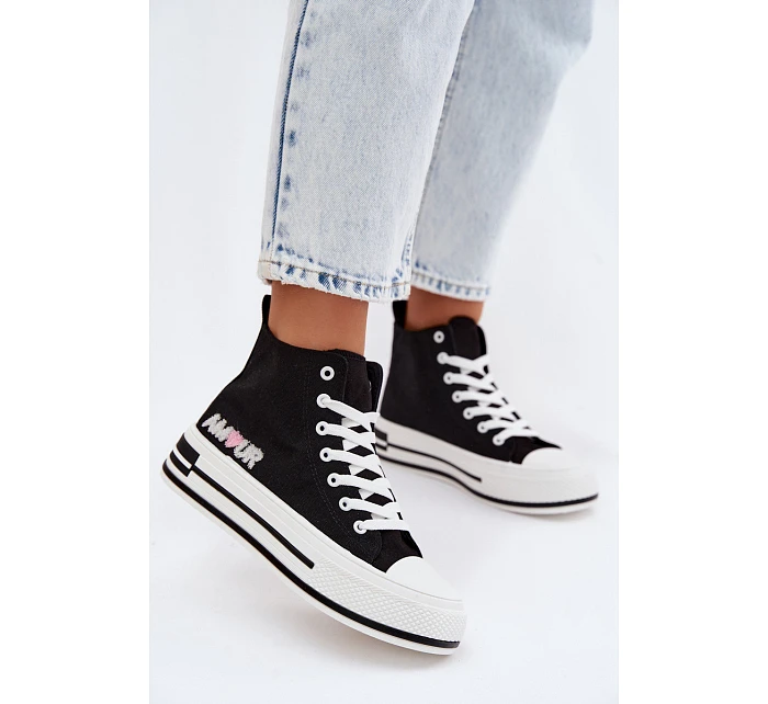 Dámské vysoké tenisky na platformě Černé model 22107450 - Boto Dámské vysoké tenisky na platformě Černé model 22107450 - Boto