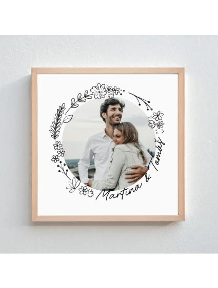 Plakát v rámu - čtverec 20x20 - květinové ohraničení 