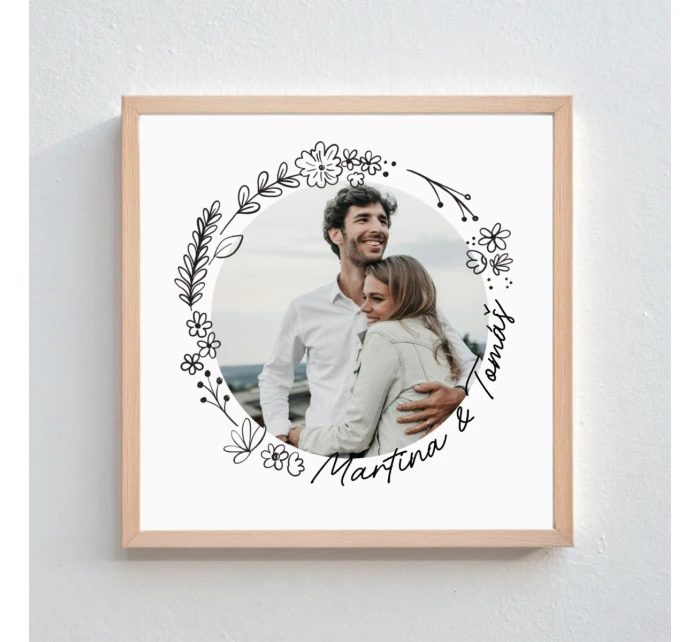 Plakát v rámu - čtverec 20x20 - květinové ohraničení 