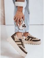 Dámské tenisky s kožešinou na platformě hnědé Dstreet model 21992242 - FashionStreet