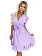 Dámské šaty ve vřesové barvě s výstřihem a zavazováním model 18611837 - numoco basic