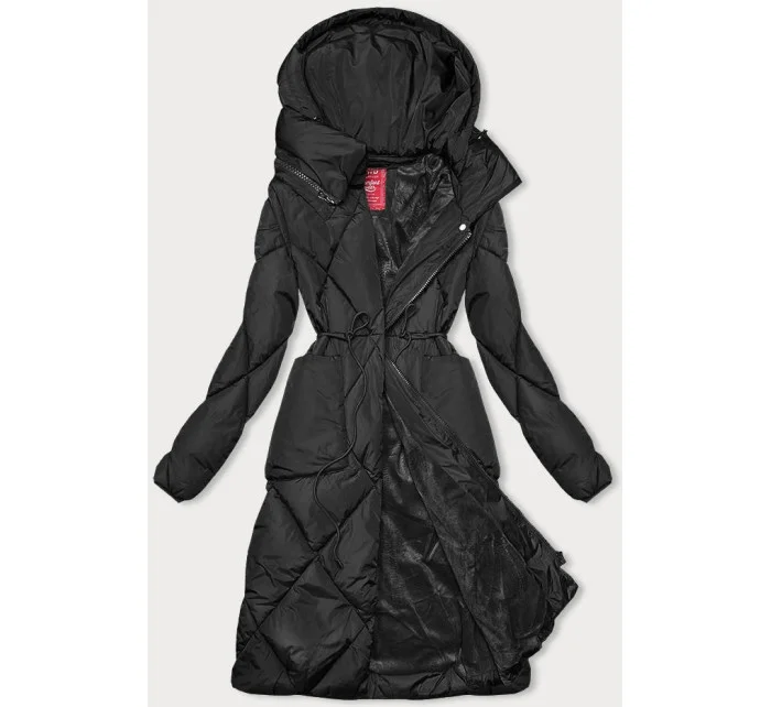 Černá zimní bunda s límcem (LHD-23021)