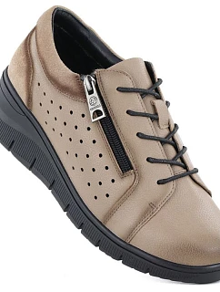 Dámské kožené polobotky na platformě béžové barvy Vinceza 39977