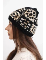 Dámská zimní vlněná čepice s ozdobnými krystalky K399 černá