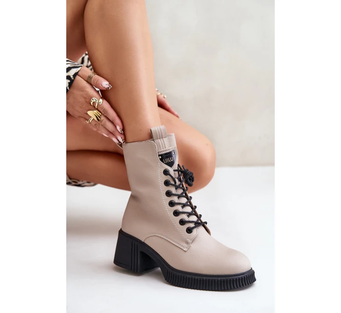 Zateplené dámské botky z přírodní kůže Béžové Vinceza 66671