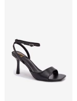 Dámské sandály na podpatku Eko kůže Černé Brisora Dámské sandály na podpatku Eko kůže Černé Brisora