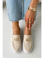 Kožené dámské mokasiny na platformě Vinceza Béžové