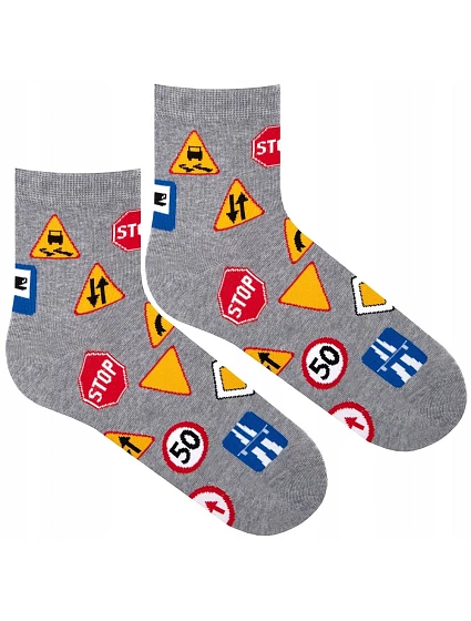 Ponožky Avangard dopravní značky šedé - Milena Ponožky Avangard dopravní značky šedé - Milena