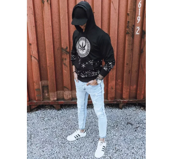 Pánská mikina s potiskem černá FashionStreet BX5326