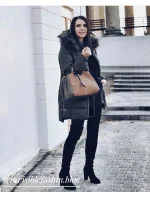 PIKOWANA DAMSKA KURTKA ZIMOWA Z KAPTUREM RÓŻ model 21242060 - Libland